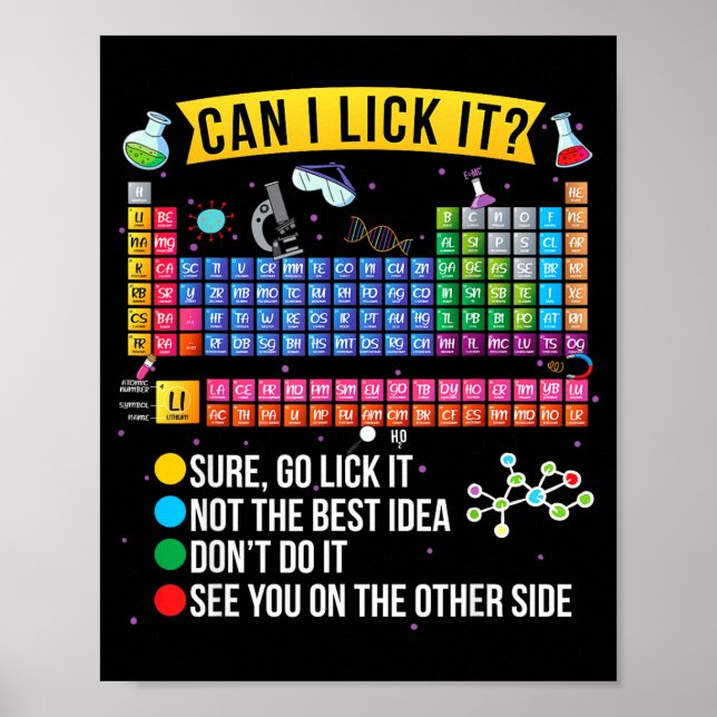 Can I Lick It Periodic Table Funny Science Chemist Poster (Front)