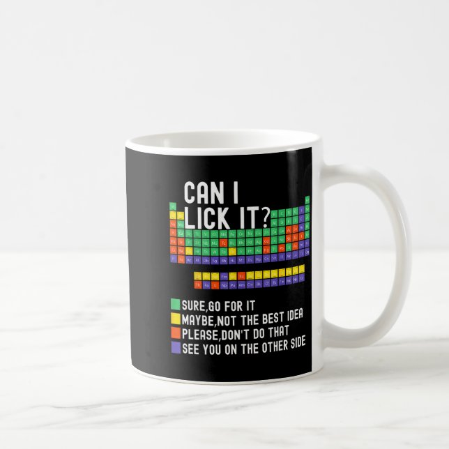 Can I Lick It Periodic Table Funny Science Teacher Coffee Mug (Right)