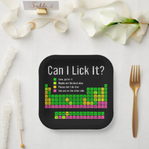 Can I Lick It Periodic Table Teacher Student Kids Paper Plates