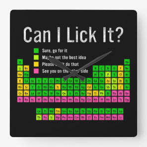 Can I Lick It Periodic Table Teacher Student Kids Square Wall Clock