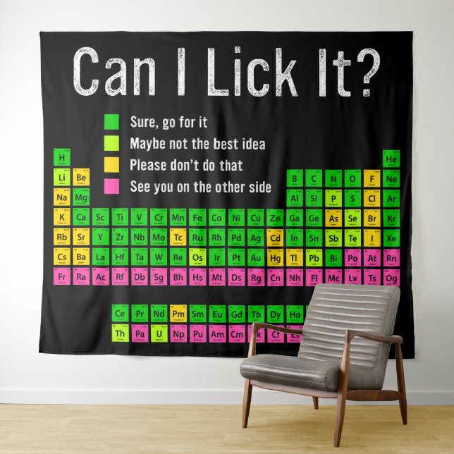 Can I Lick It Periodic Table Teacher Student Kids Tapestry (In Situ (Horizontal))