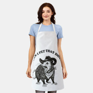 Can I Pet That Dog Meme Funny Opossum Animal Lover Apron