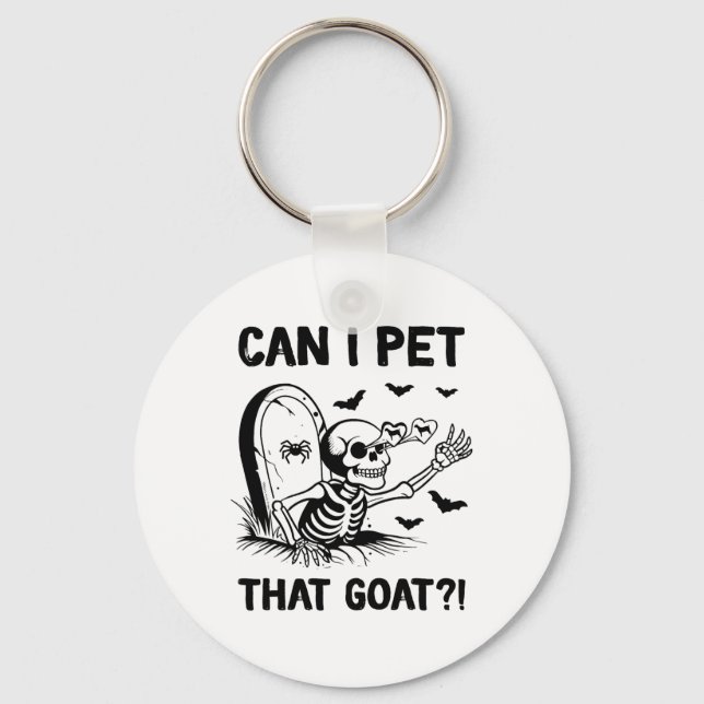 Can I Pet That Goat Halloween  Keychain (Front)