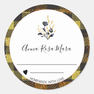 *~* Can Jam Buffalo Gingham AP30 Homemade Classic Round Sticker