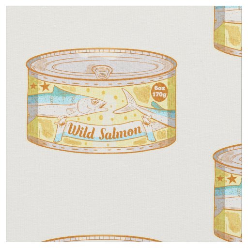 Can of salmon illustration fabric