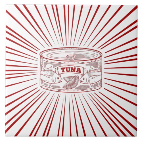 Can of tuna retro design ceramic tile