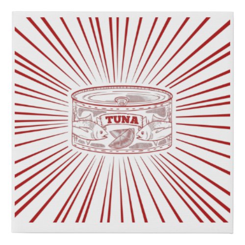 Can of tuna retro design faux canvas print