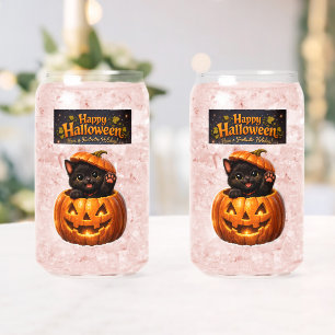 Can Peking kitty whimsical happy Halloween? Glass