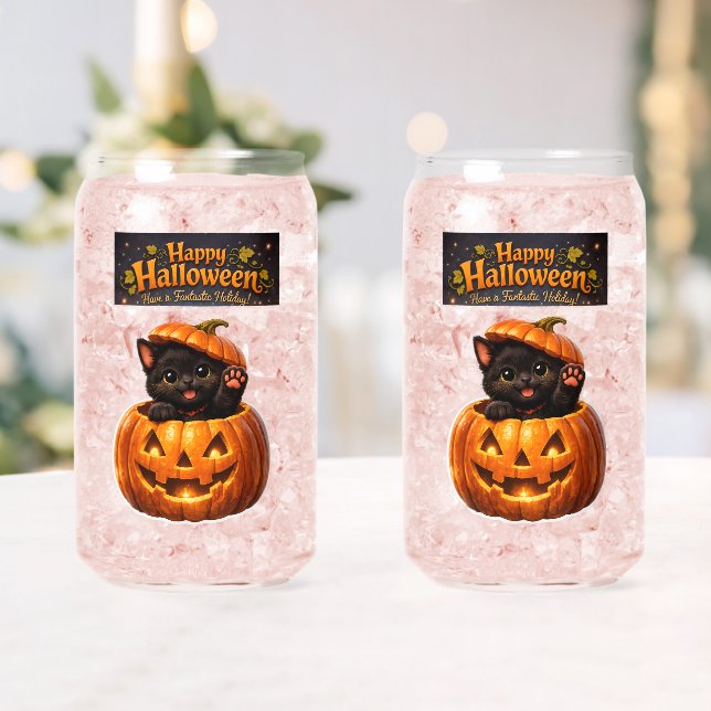 Can Peking kitty whimsical happy Halloween? Glass (Insitu (Wedding))