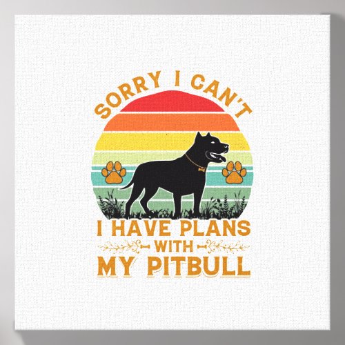 Can Plans Dog Pitbull Retro Sunset_1 Canvas Photo Tile