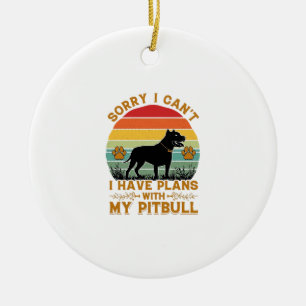 Can Plans Dog Pitbull Retro Sunset_1 Ceramic Ornament