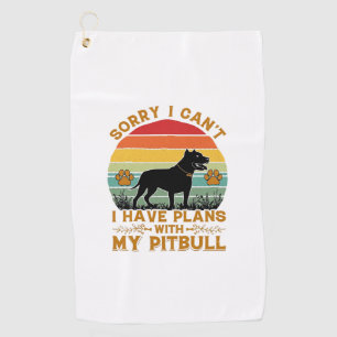 Can Plans Dog Pitbull Retro Sunset_1 Golf Towel