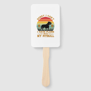 Can Plans Dog Pitbull Retro Sunset_1 Hand Fan