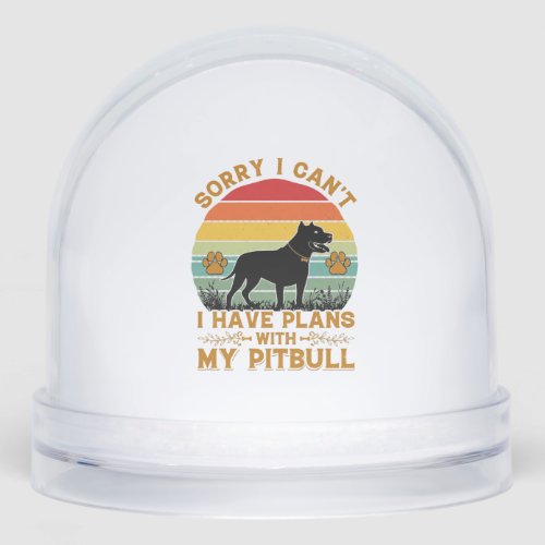 Can Plans Dog Pitbull Retro Sunset_1 Snow Globe