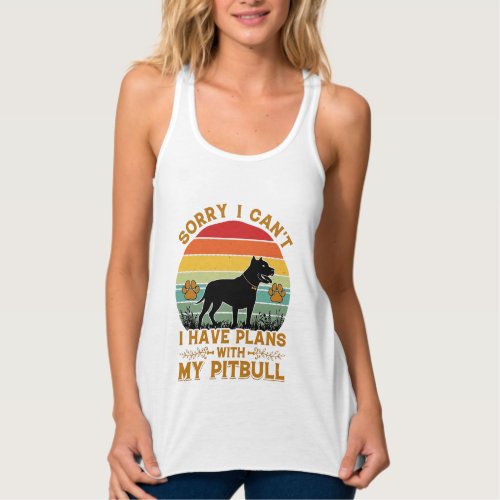 Can Plans Dog Pitbull Retro Sunset_1 Tank Top
