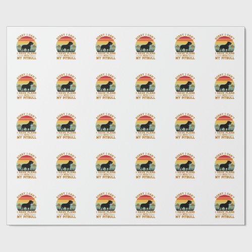 Can Plans Dog Pitbull Retro Sunset_1 Wrapping Paper