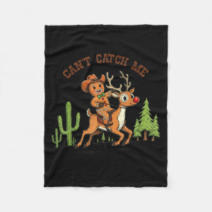 Can’t Catch Me Gingerbread Cowboy Funny Christmas Fleece Blanket