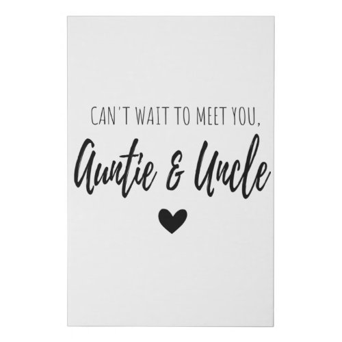 Can t Wait To Meet You  Auntie And Uncle Faux Canvas Print
