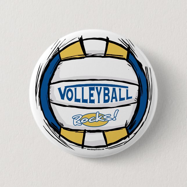 Can U Dig It Volleyball Blue Gold Pinback Button (Front)