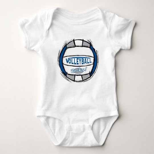 Can U Dig It Volleyball Blue Silver Baby Bodysuit