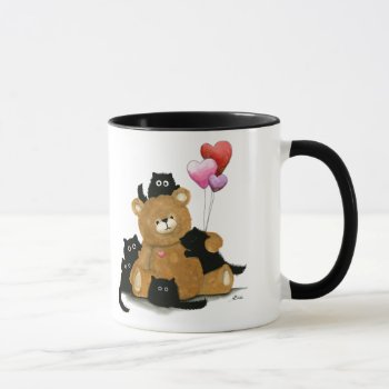 Can We Keep Him? Valentine Bear & Cats By Bihrle Mug by AmyLynBihrle at Zazzle