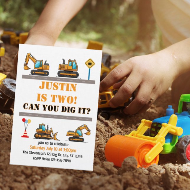Can You Dig It, Construction 2nd Birthday Invitation (Creator Uploaded)