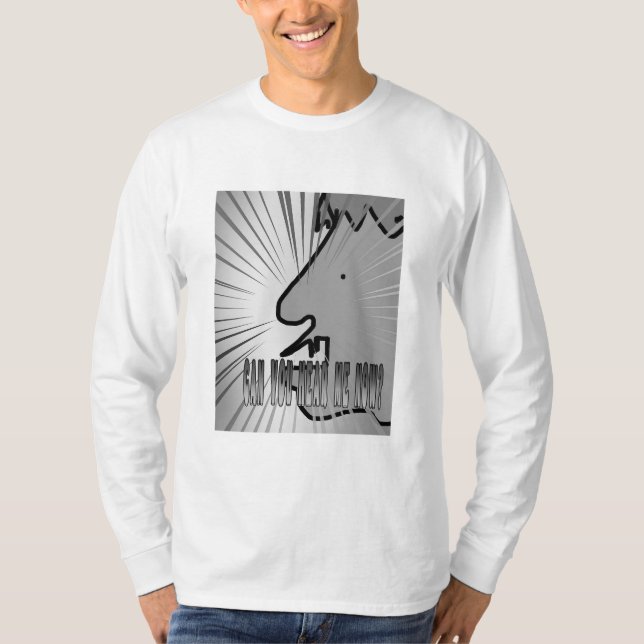 Can You Hear Me Now Grayscale Long Sleeve T Shirt (Front)