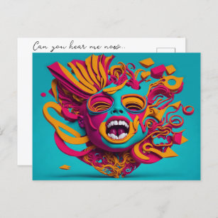Can You Hear Me Now Personalize Colorful Graphic Postcard
