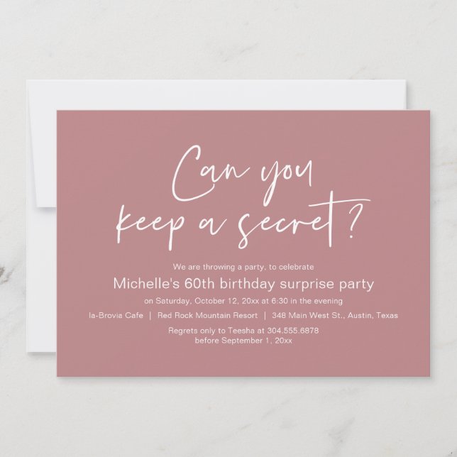 Can You Keep A Secret, Surprise Birthday Party Invitation (Front)