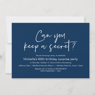 Can You Keep A Secret, Surprise Birthday Party Invitation