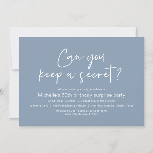 Can You Keep A Secret Surprise Birthday Party Invitation