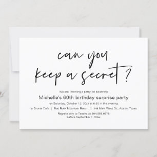 Can You Keep A Secret, Surprise Birthday Party Invitation