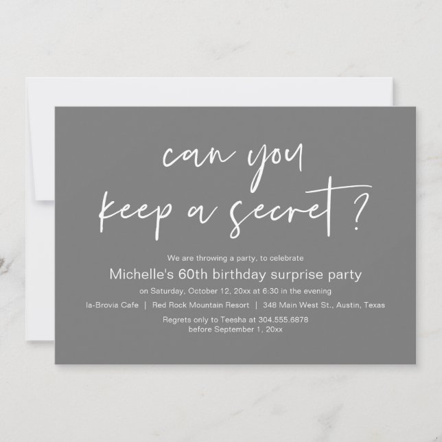 Can You Keep A Secret, Surprise Birthday Party Invitation (Front)