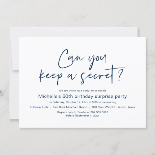 Can You Keep A Secret Surprise Birthday Party Invitation