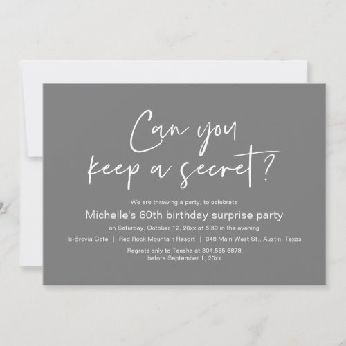 Can You Keep A Secret Surprise Birthday Party Invitation
