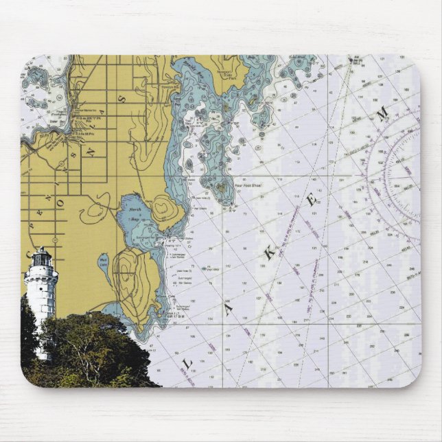 Cana Island Lighthouse Chart mousepad (Front)
