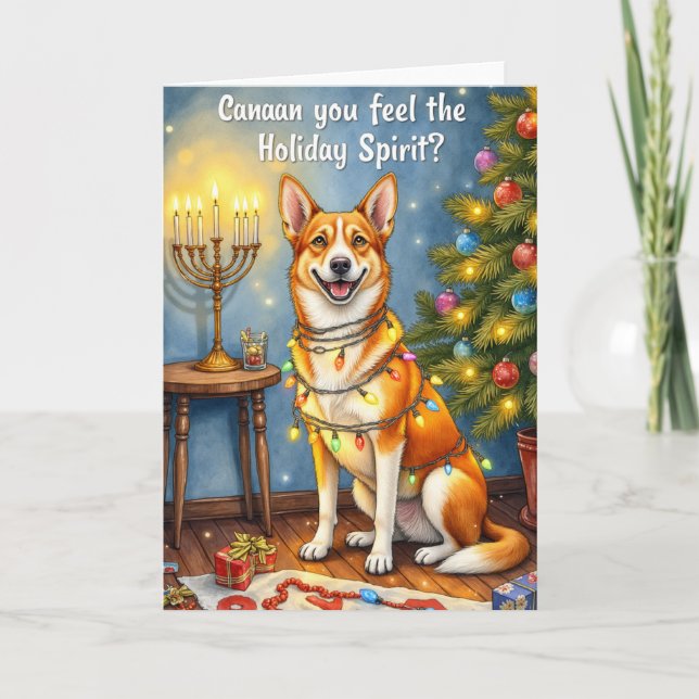 Canaan Dog Christmas Holiday Greeting Card (Front)