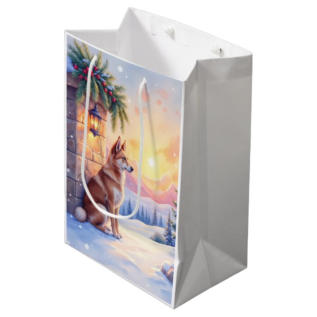 Canaan Dog Desert Stone Winter Christmas Art Medium Gift Bag (Front Angled)