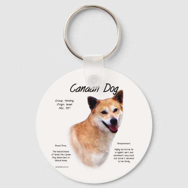 Canaan Dog History Design Keychain (Front)