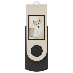 Canaan Dog Painting - Cute Original Dog Art Flash Drive