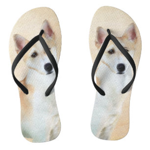 Canaan Dog Painting - Cute Original Dog Art Flip Flops