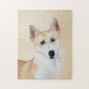 Canaan Dog Painting - Cute Original Dog Art Jigsaw Puzzle