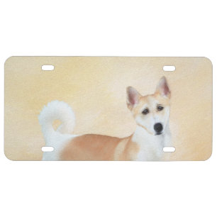 Canaan Dog Painting - Cute Original Dog Art License Plate