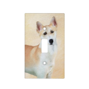 Canaan Dog Painting - Cute Original Dog Art Light Switch Cover
