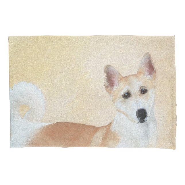 Canaan Dog Painting - Cute Original Dog Art Pillow Case (Front)