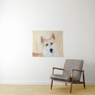 Canaan Dog Painting - Cute Original Dog Art Tapestry