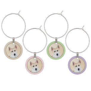 Canaan Dog Painting - Cute Original Dog Art Wine Charm