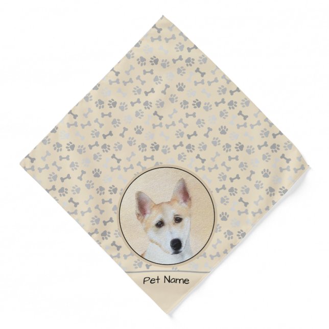 Canaan Dog Painting Cute Original Pet Dog Art Bandana (Front)
