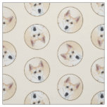 Canaan Dog Painting Cute Original Pet Dog Art Fabric