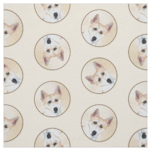 Canaan Dog Painting Cute Original Pet Dog Art Fabric